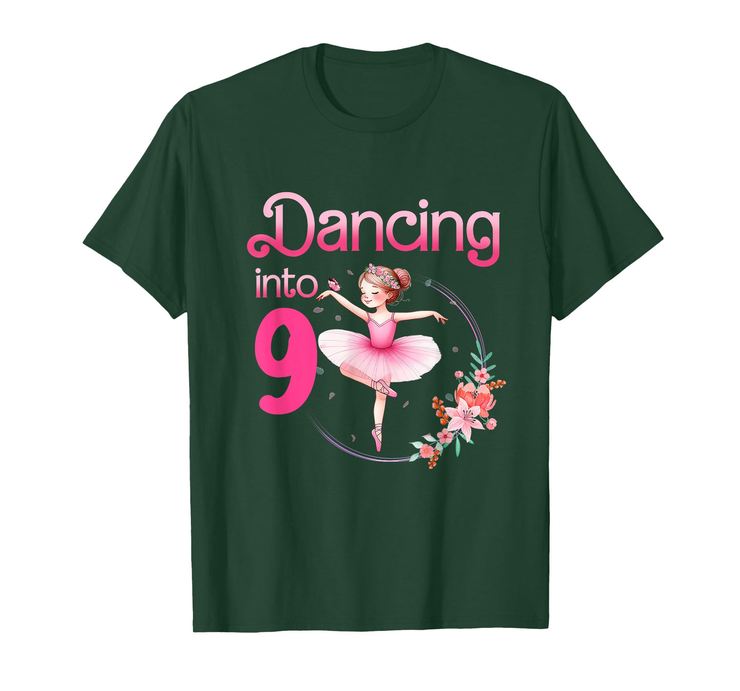 Dancing Into 9 Ballerina 9th Birthday Party Ballet Girls T-Shirt