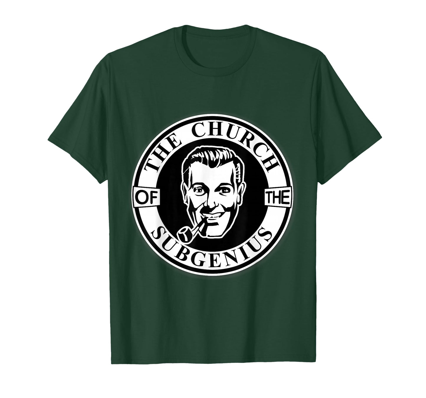 Apedes Unisex-Adults Black Classic Fit Short Sleeve Collarless Crew Neck T-Shirt - Church of the SubGenius - Religion Parody Prophet Church T-Shirt - Small