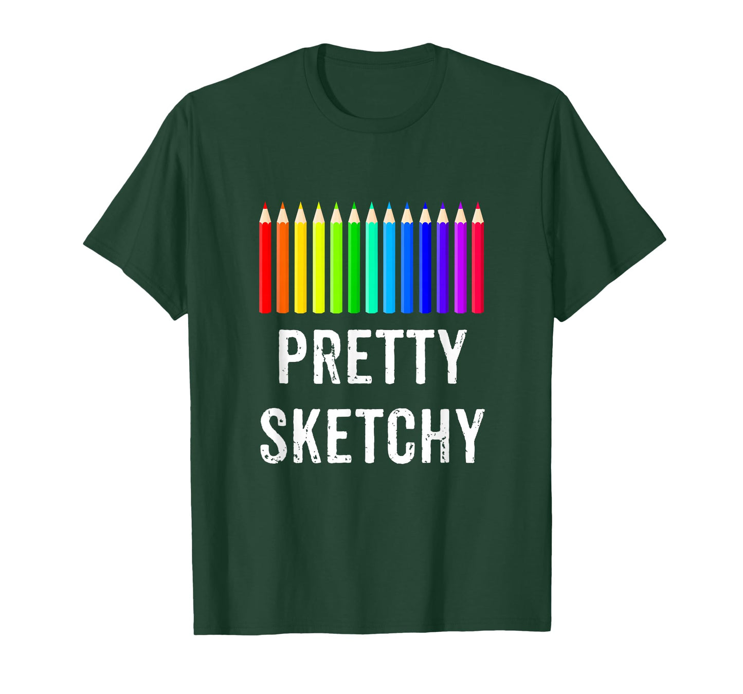 Bright Colored Pencils Art School Camp Apparel Co. Unisex Adults & Kids Art Themed T-Shirt - Black, Small, Modern, Casual, Short Sleeve, Sketch