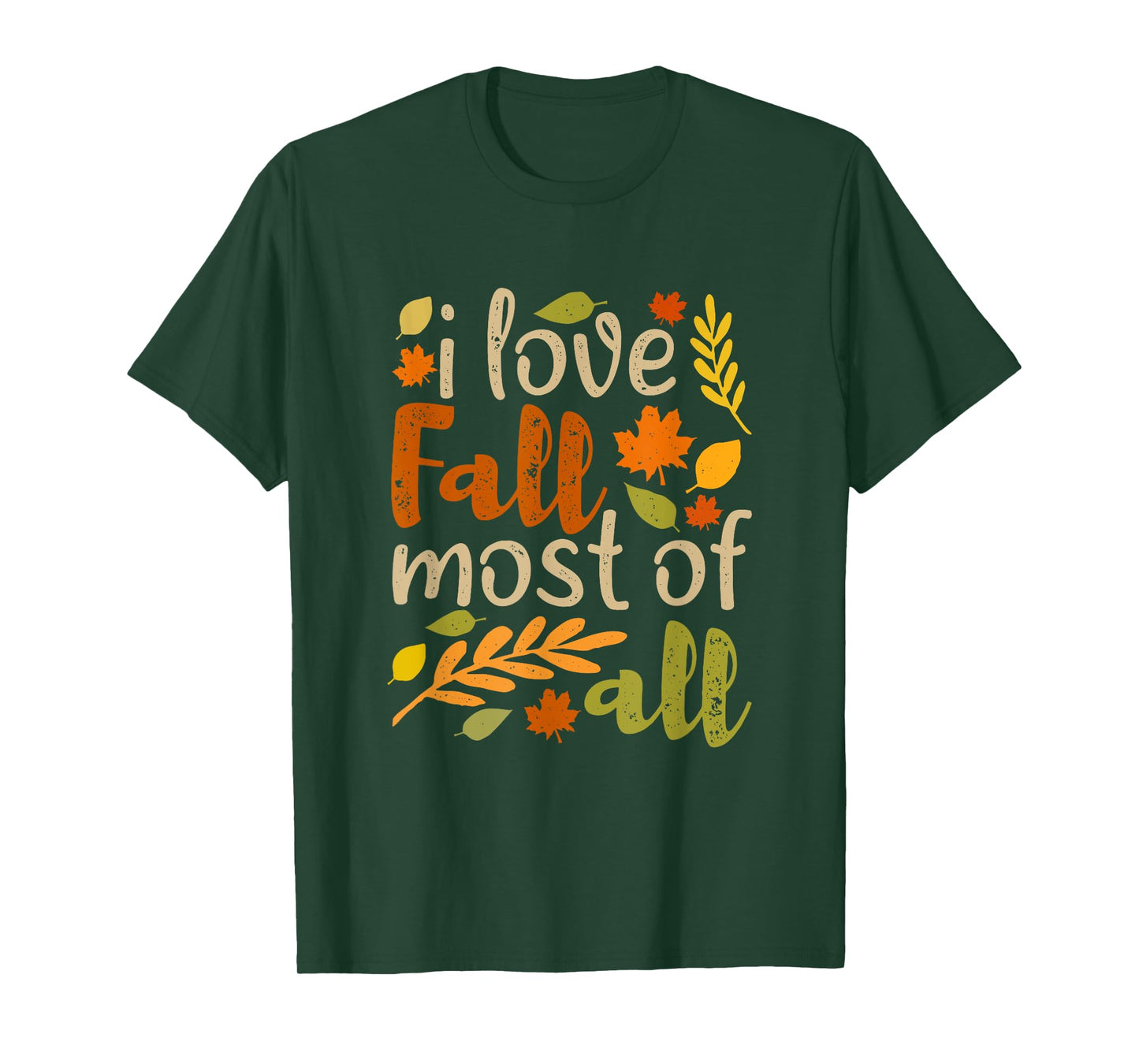 I Love Fall Most of All Vintage Autumn Leaves Distressed T-Shirt