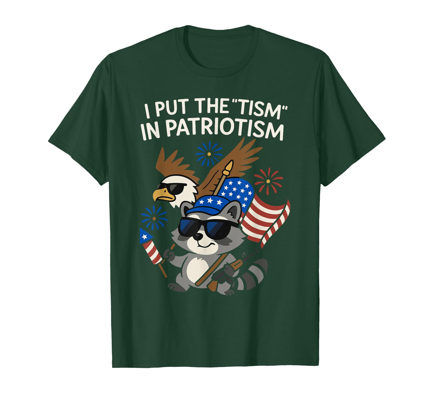 I Put The Tism in Patriotism Athletic Eagle T-Shirt