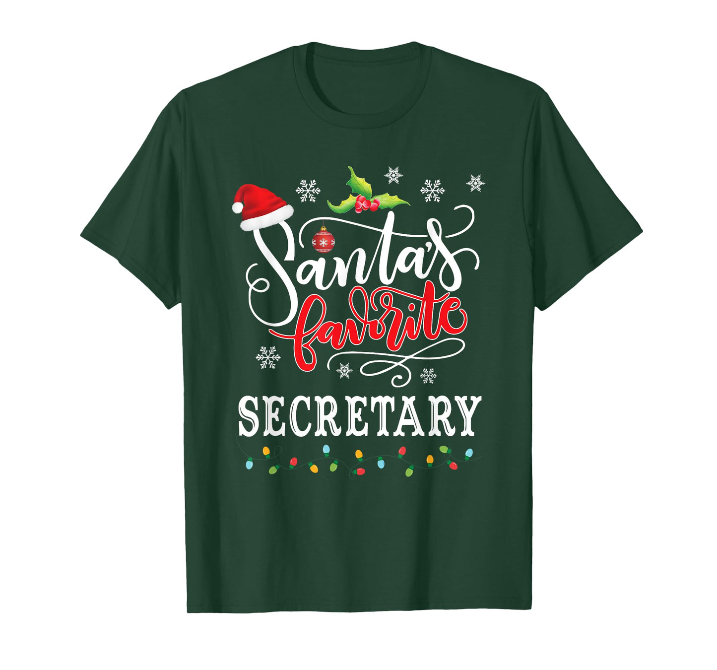 Santa's Favorite Secretary Funny Christmas Xmas Hat T-Shirt