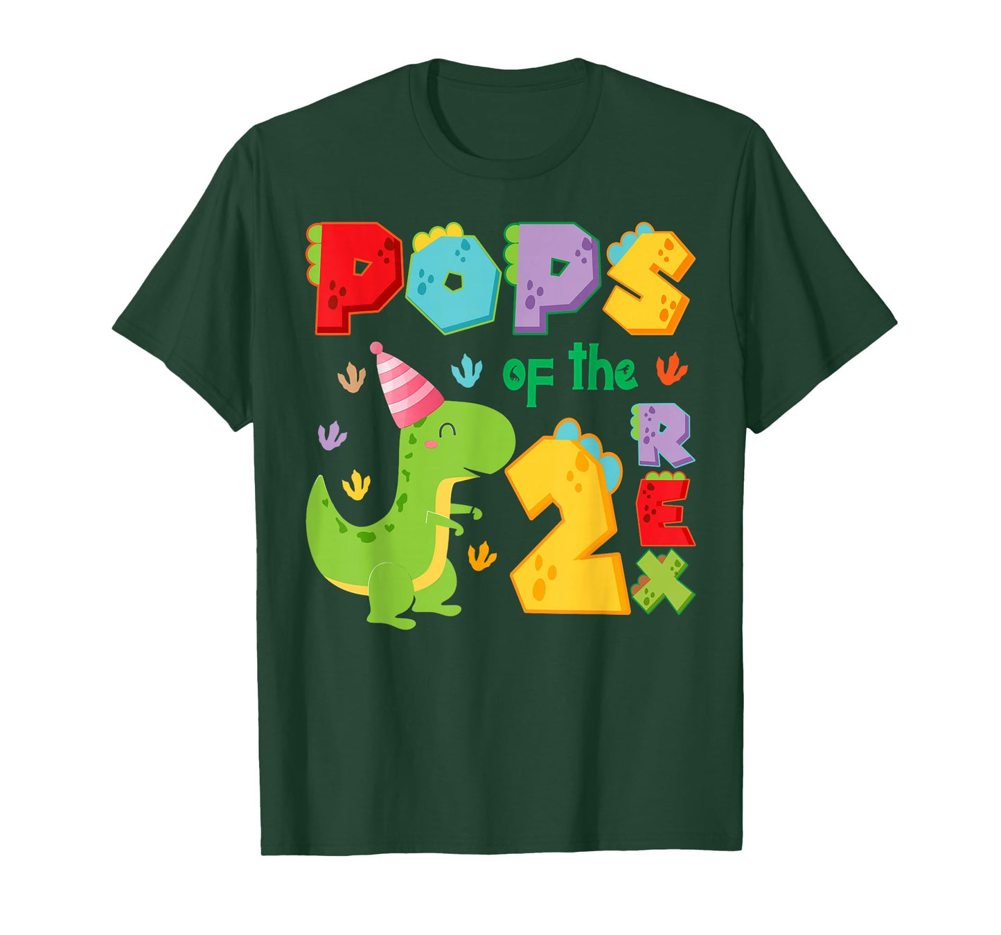 Pops of The Two Rex 2Nd Birthday Boy Dinosaur T-Rex T-Shirt