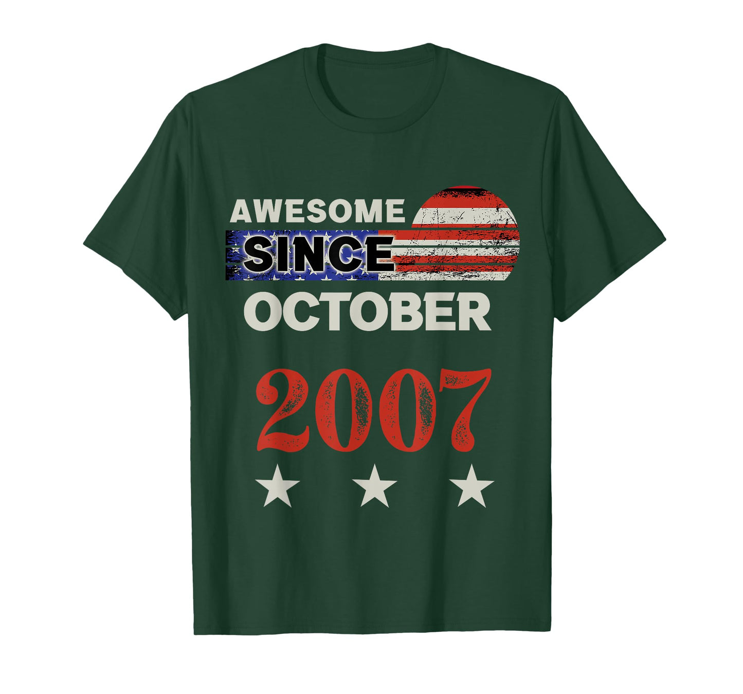 Awesome Since 2007 Vintage USA Flag Classic October 2007 T-Shirt