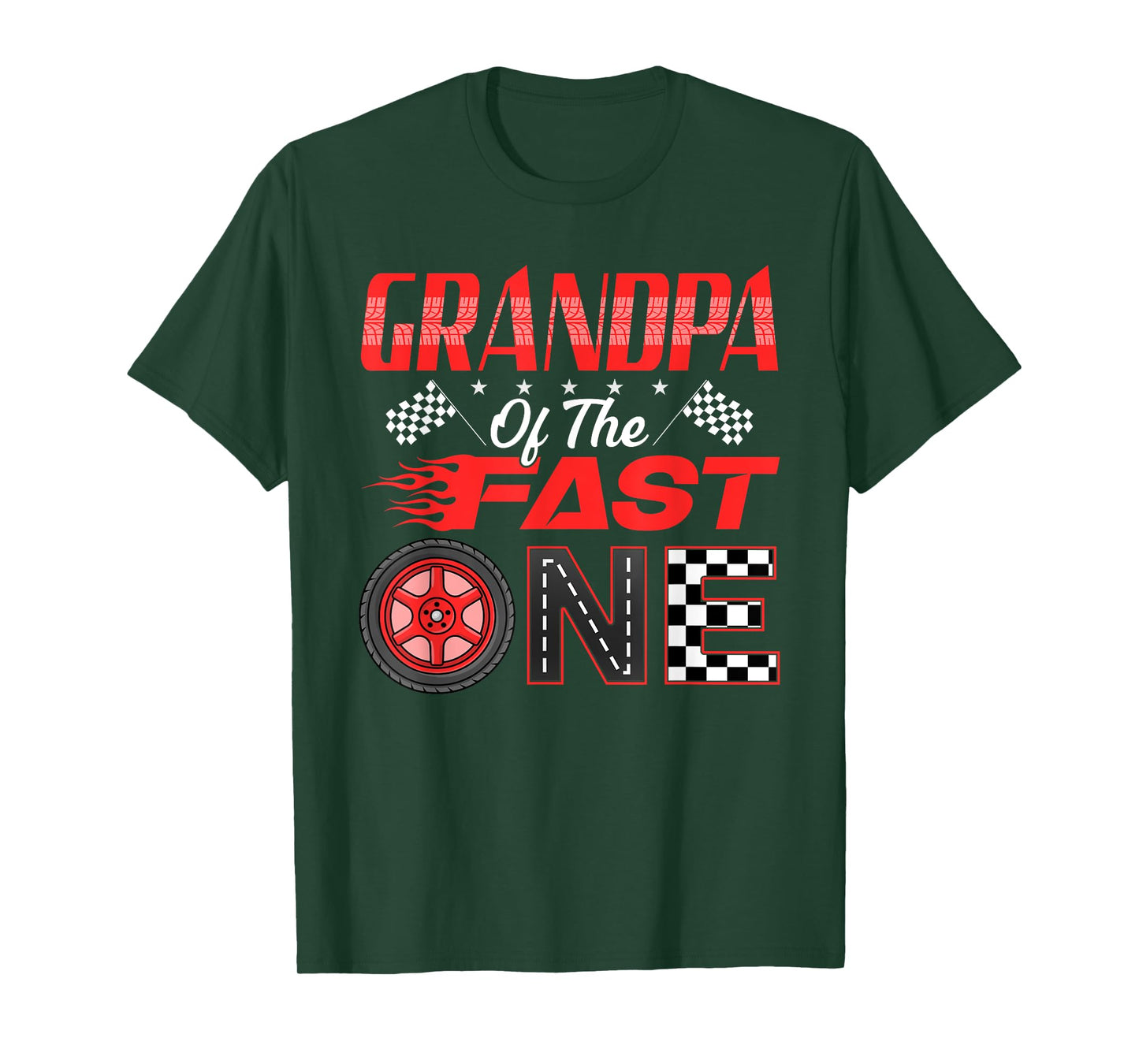 Grandpa of The Fast One First Birthday Racing Car Family T-Shirt
