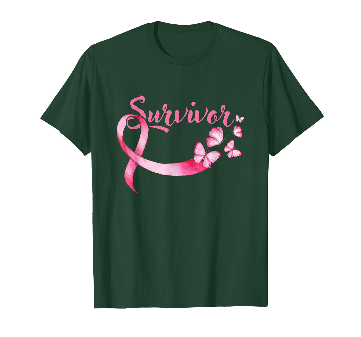 Breast Cancer Awareness Pink Butterflies Band Survivors T-Shirt
