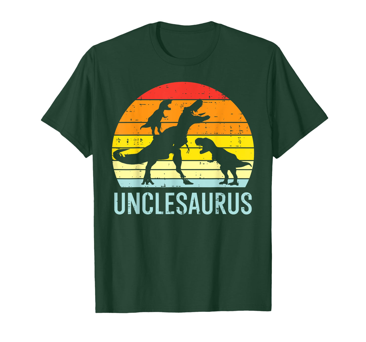 Unclesaurus Trex Uncle Sunset Retro Fathers Day Dinosaur Men T-Shirt