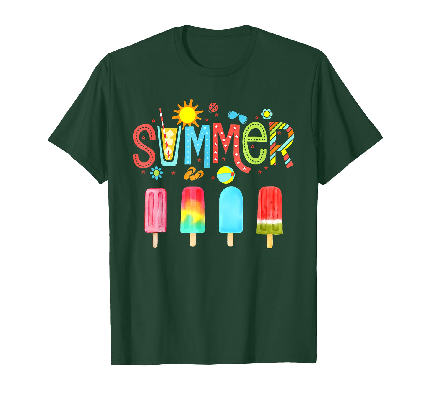 Hello Summer Vacation Ice Cream Popsicle Ice Lolly Gifts Men Women Girls Kids T-Shirt