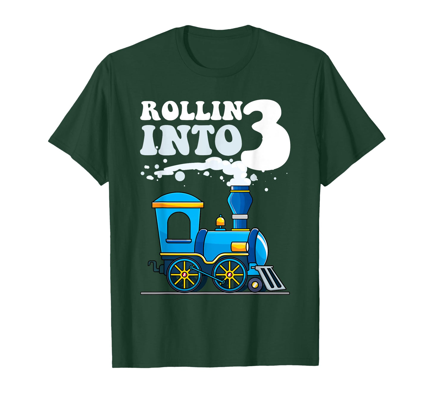 Rollin' Into 3 Train 3rd Birthday Party Three Years Old Boys T-Shirt