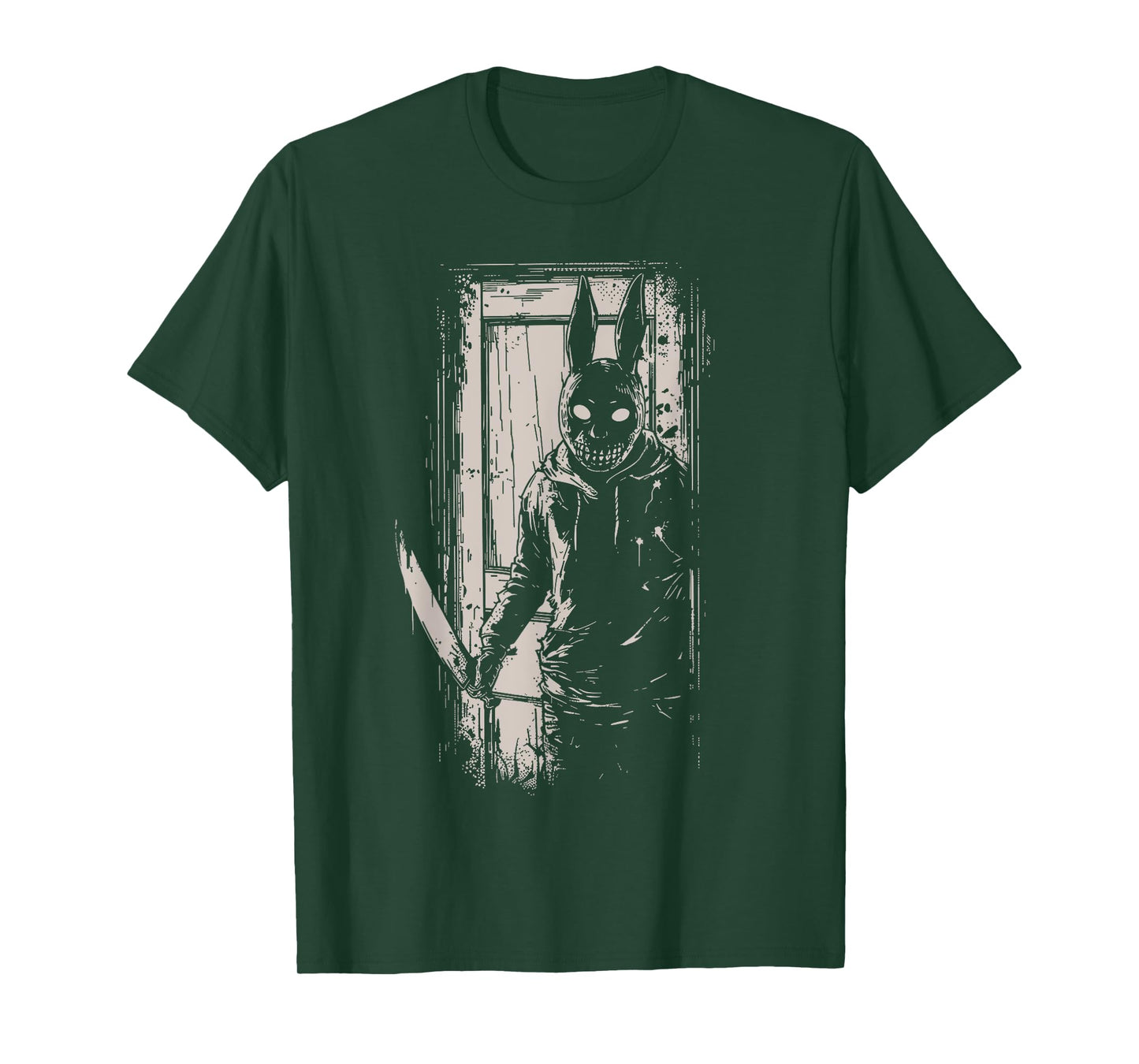 Horror Scary Creepy Bunny Mask Man Rabbit Alt Goth Slasher T-Shirt