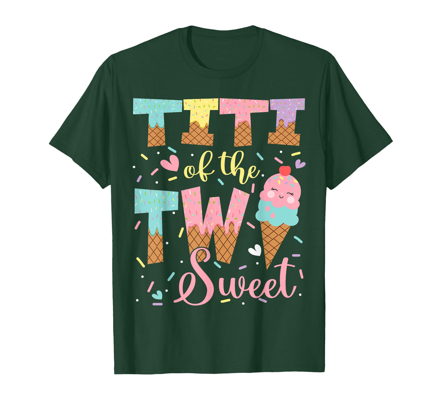 Titi Of The Two Sweet 2Nd Birthday Girl Ice Cream T-Shirt