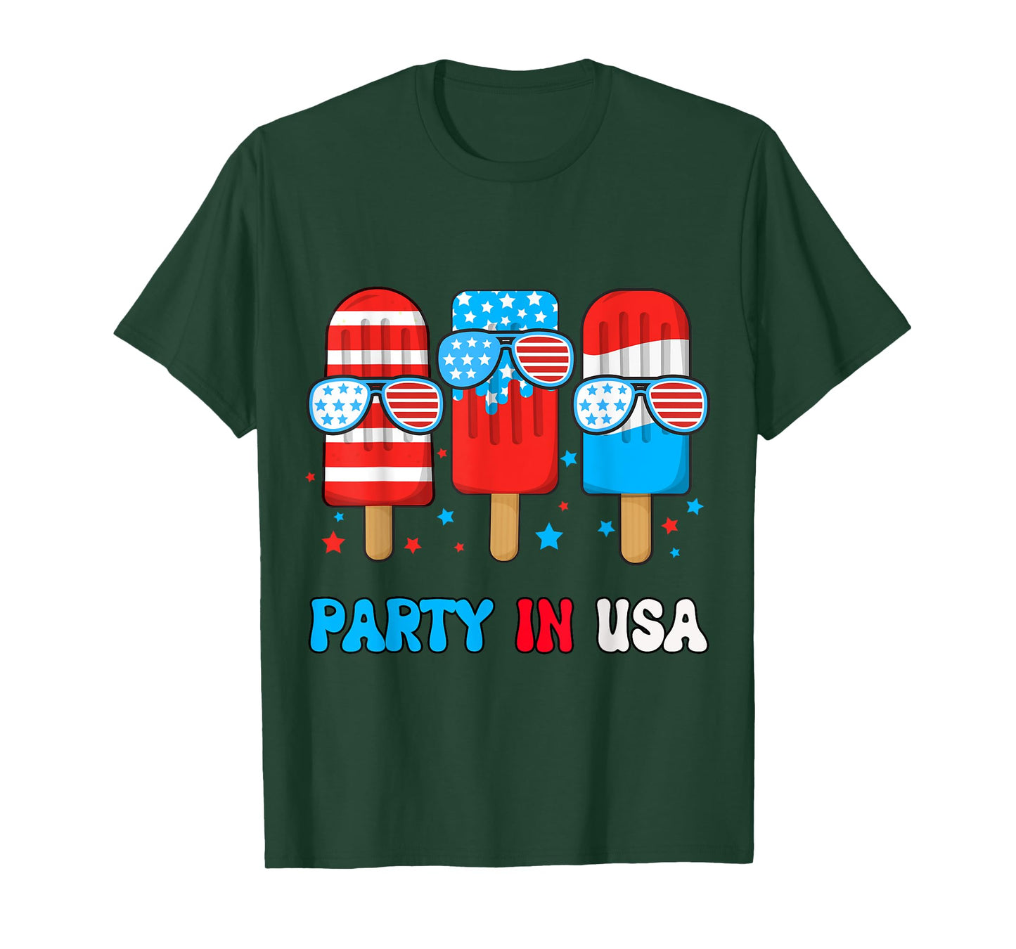 Party In USA Popsicle-Shirt Toddler Boy American Flag USA T-Shirt