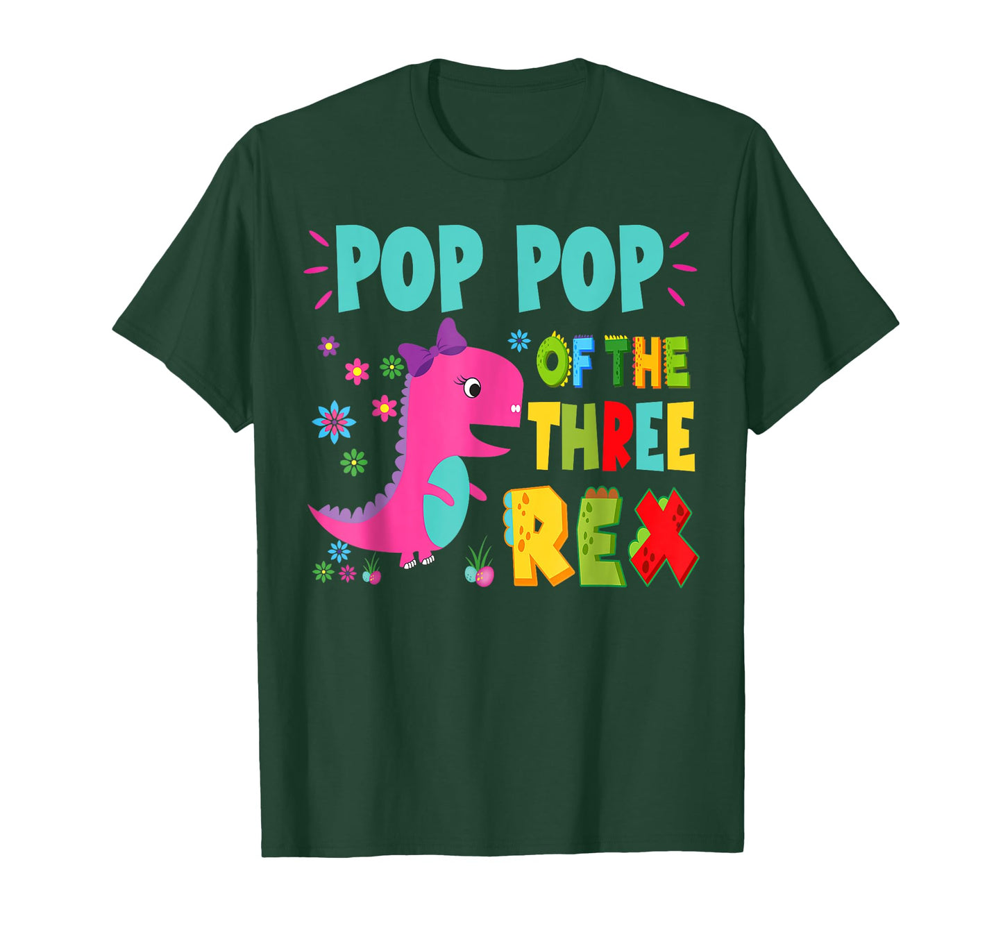 Pop Pop Of The Three Rex Birthday Dinosaur Family Matching T-Shirt
