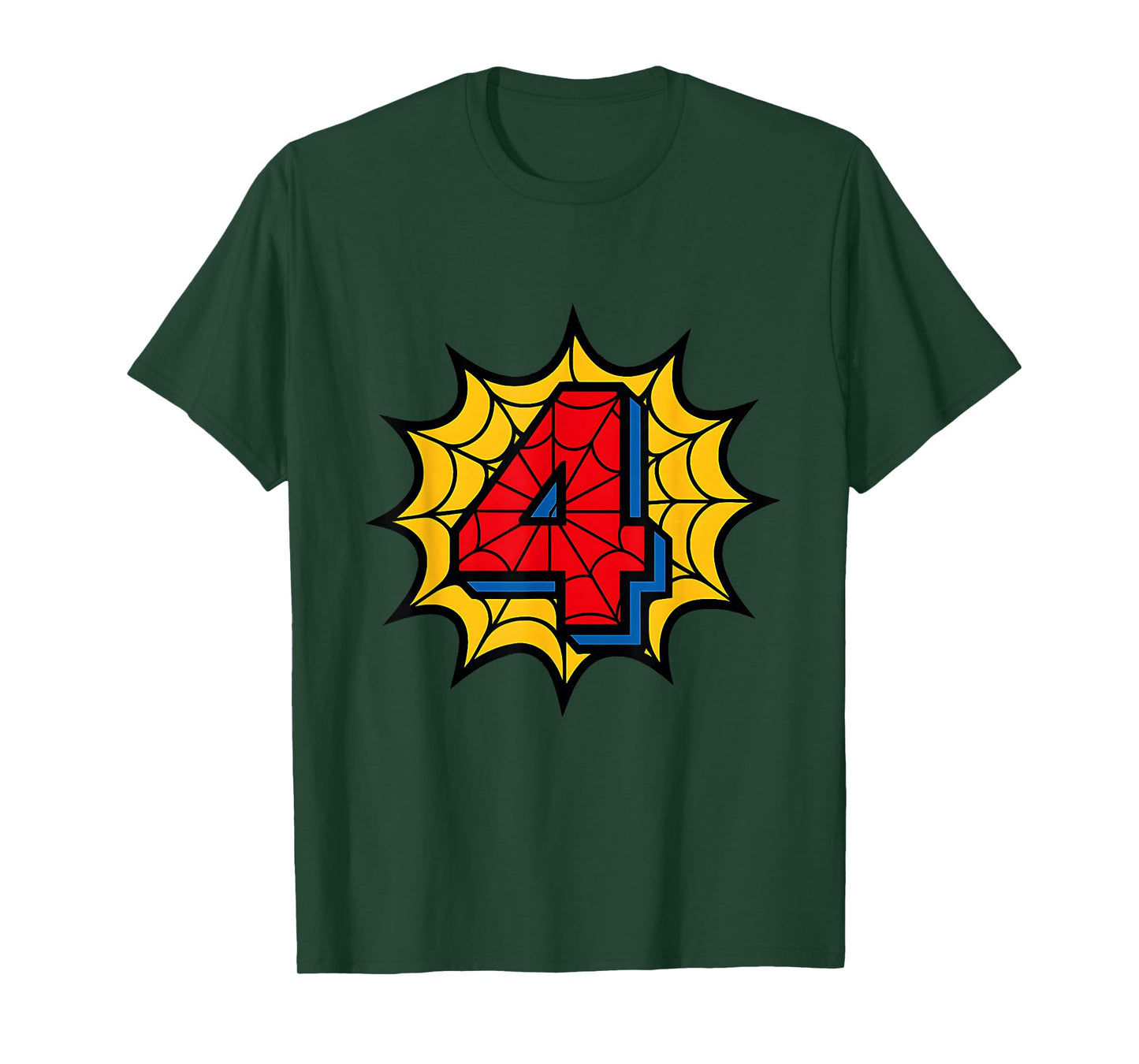 Kids 4th Birthday Spider Theme Party 4 Year Old Boys Youth T-Shirt
