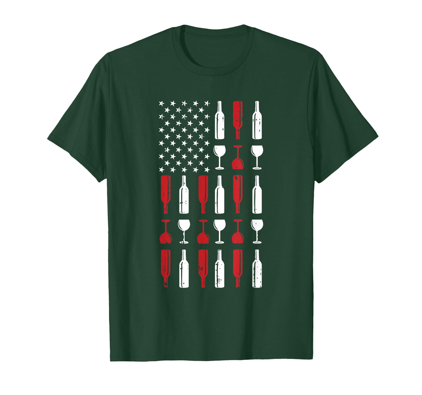 Wine Glass 4th Of July Vintage USA Flag Patriotic Drinker T-Shirt