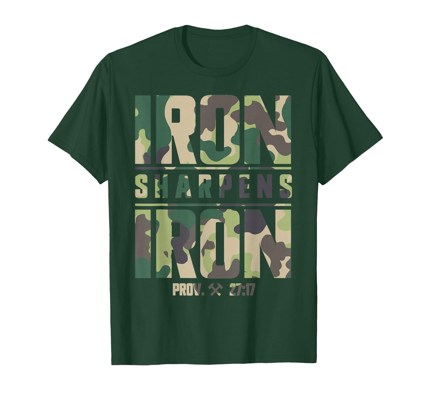 Camouflage Pattern Iron Sharpens Iron Camo Christian Men T-Shirt