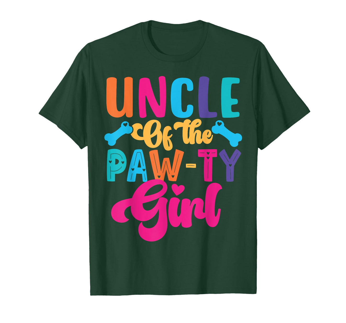 Uncle Of The Birthday Girl Dog Paw Family Matching Party T-Shirt