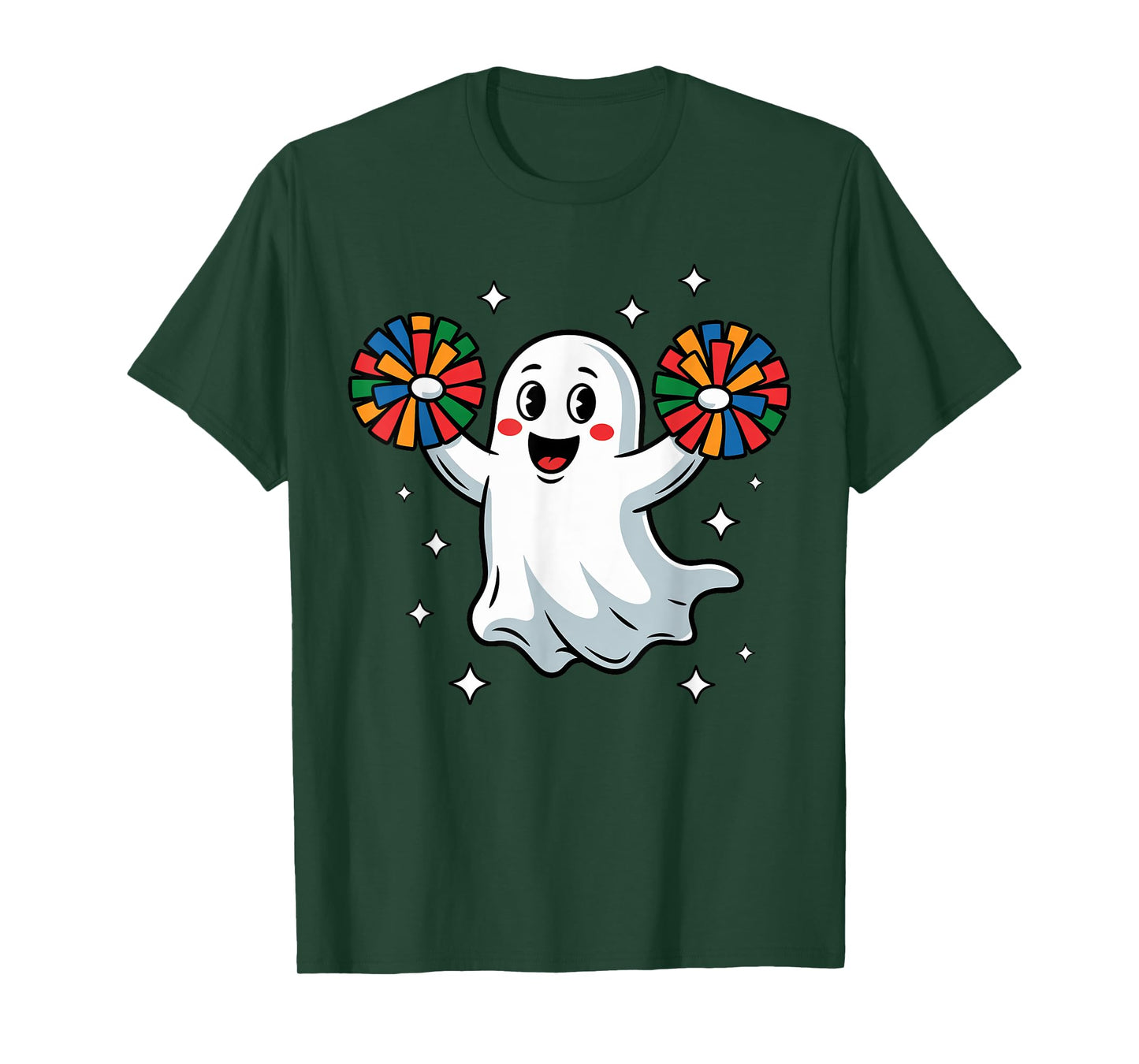 Halloween Boo Ghost Cheerleader Cheerleading Costume Girls T-Shirt