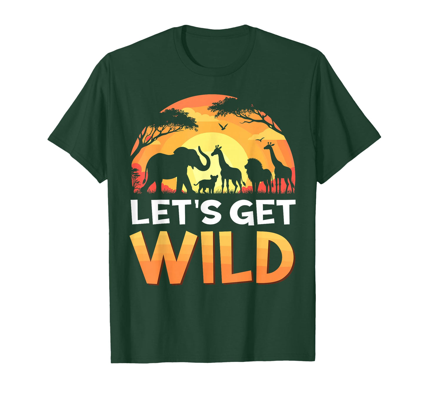 Let's Get Wild Zoo Animals Sunset Wildlife Matching Safari T-Shirt