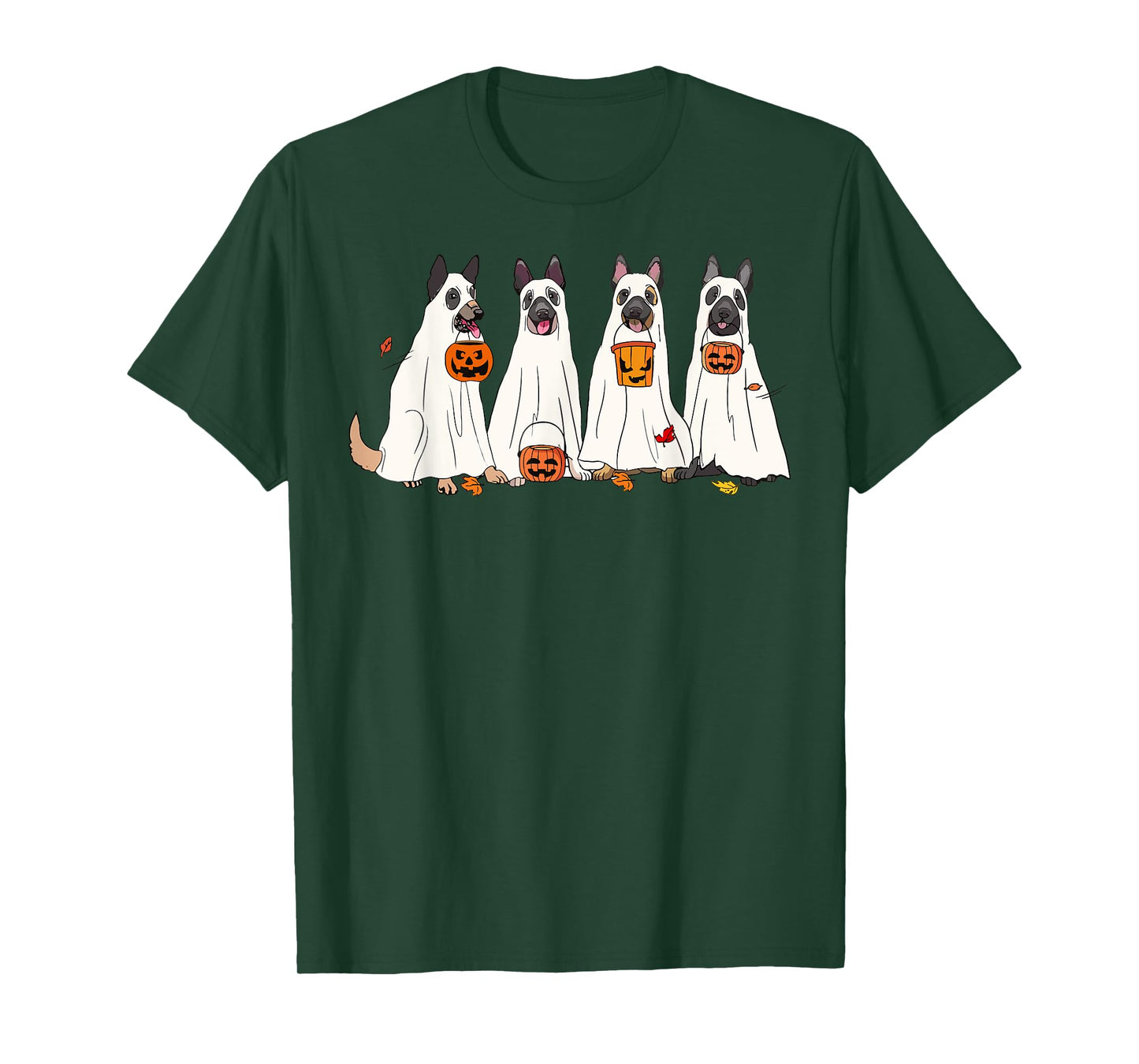 Dog Halloween Trick Or Treat Boo Ghost Pumpkin Malinois Dogs Men Women Kids T-Shirt
