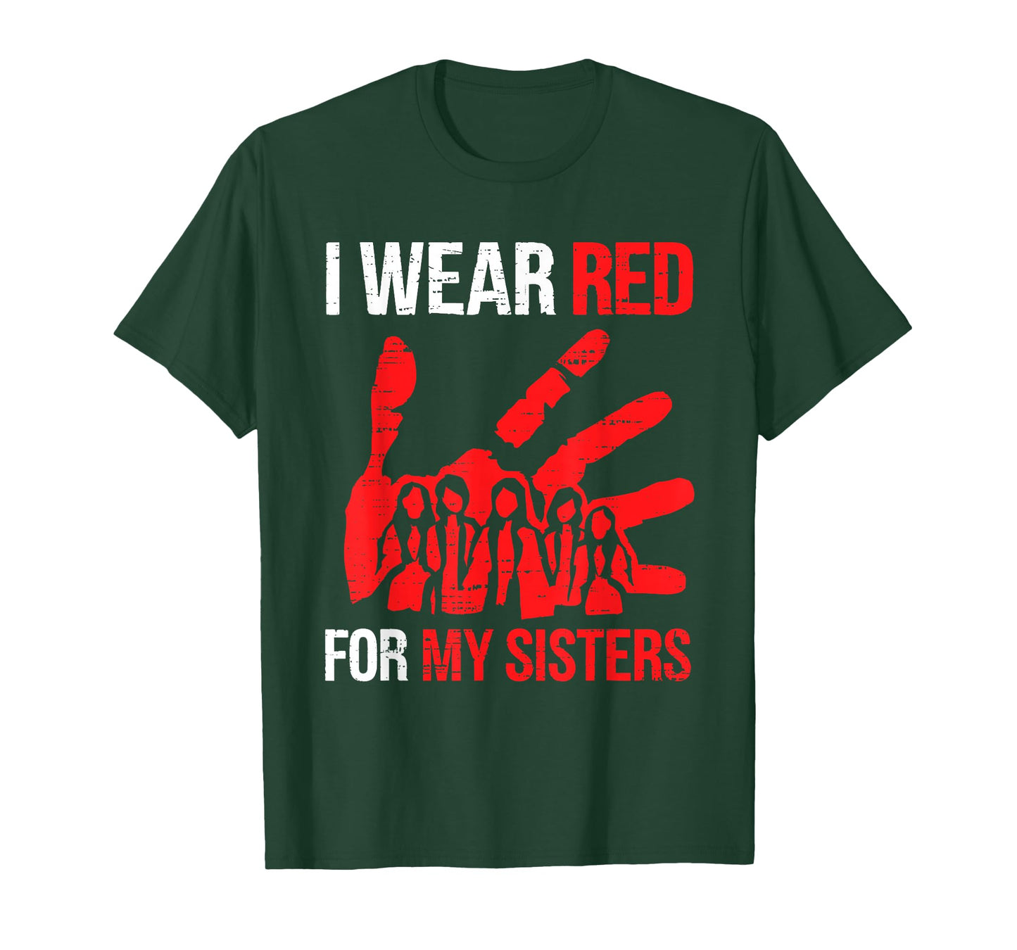 Womens Native America MMIW Awareness I Wear Red For Sister T-Shirt