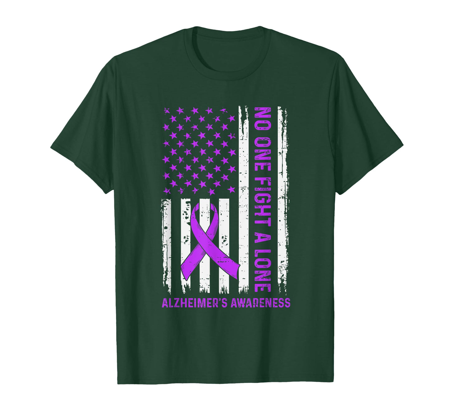 Alzheimer's Awareness Flag Ribbon Purple Dementia Dad Mens T-Shirt