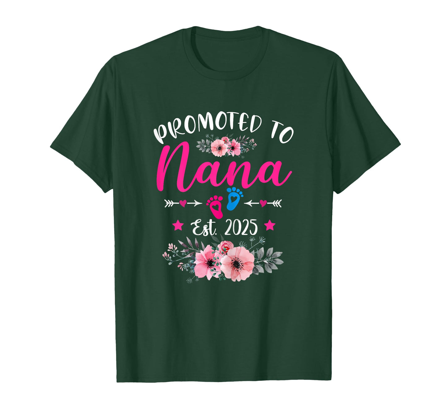 Promoted To Nana Est. 2025 Funny Floral Mother's Day T-Shirt