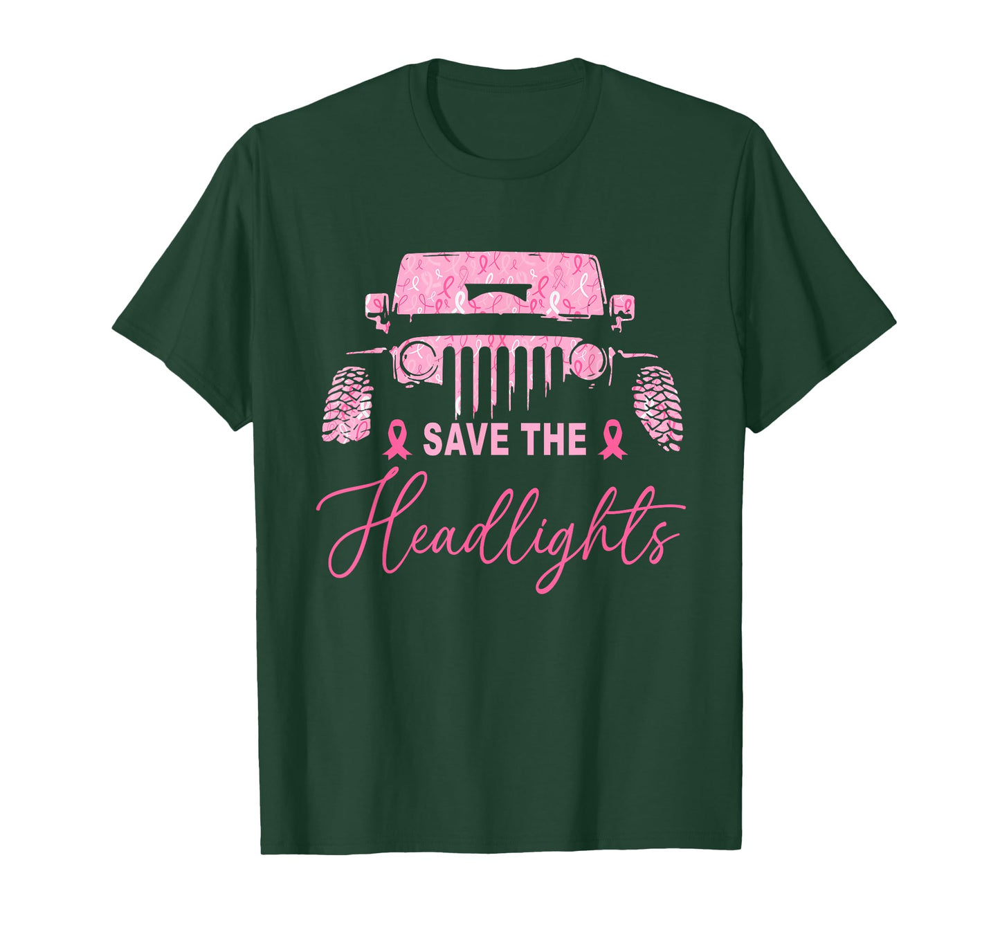 Save The Headlights Breast Cancer Fighters Pink Ribbon T-Shirt