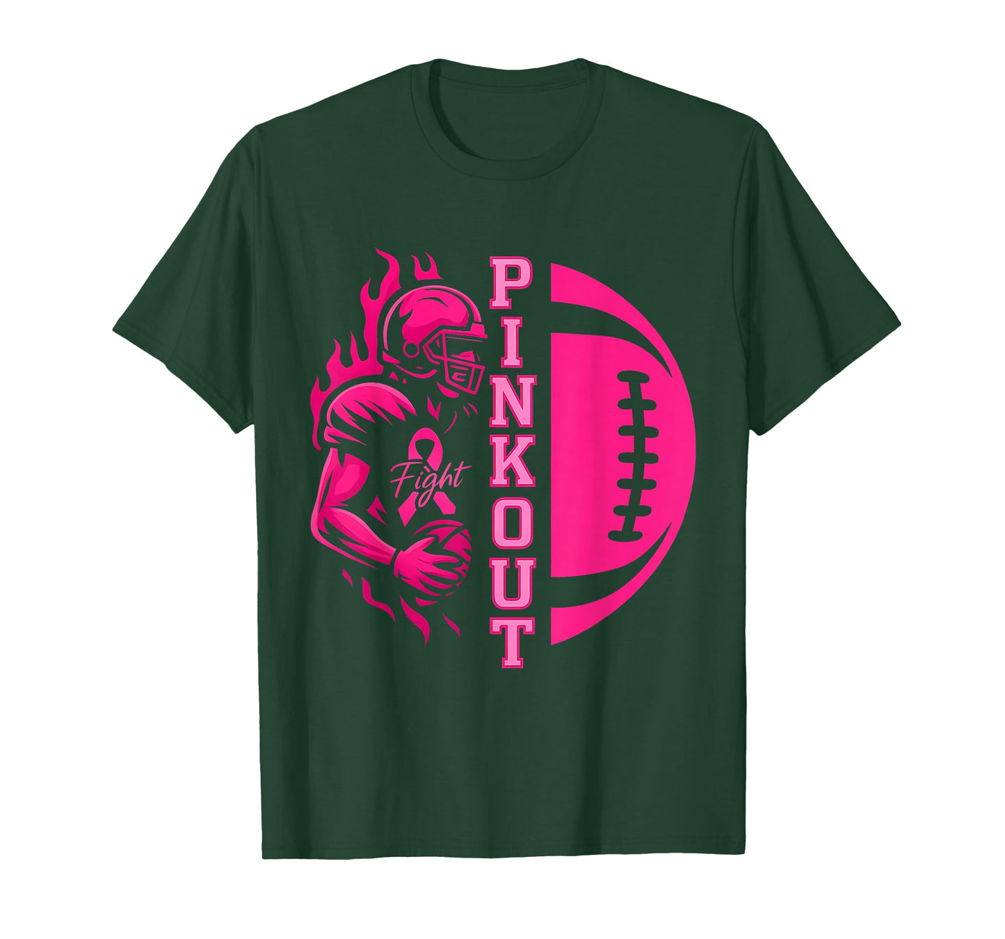 Pink Out Tackle Football Breast Cancer Awareness Men Boys T-Shirt