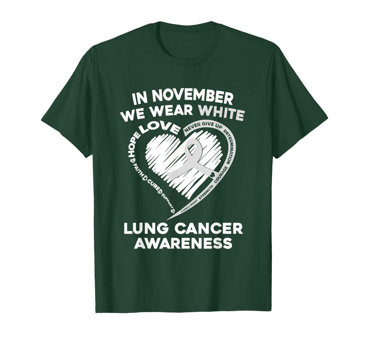 In November We Wear White Lung Cancer Awareness Support T-Shirt