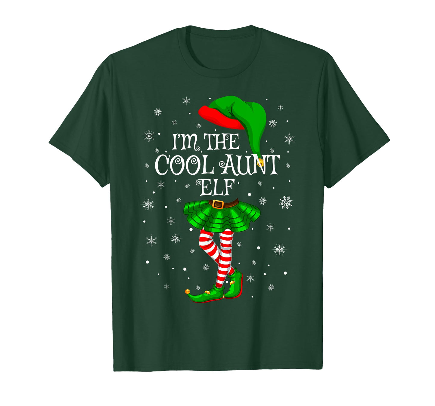 Family Matching Women Girls I'm The Cool Aunt Elf Christmas T-Shirt