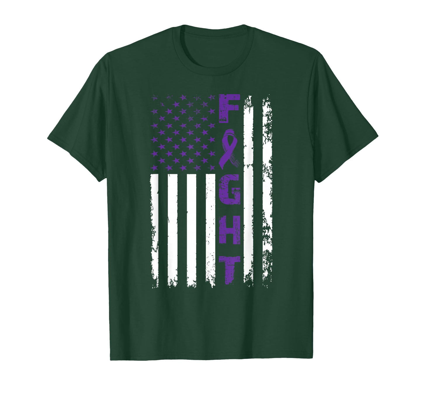 Fight Alzheimer's Dementia Awareness American Flag T-Shirt