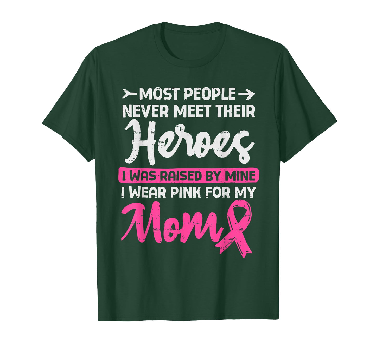 Raised by My Heroe Pink for Mom Breast Cancer Awareness Son T-Shirt