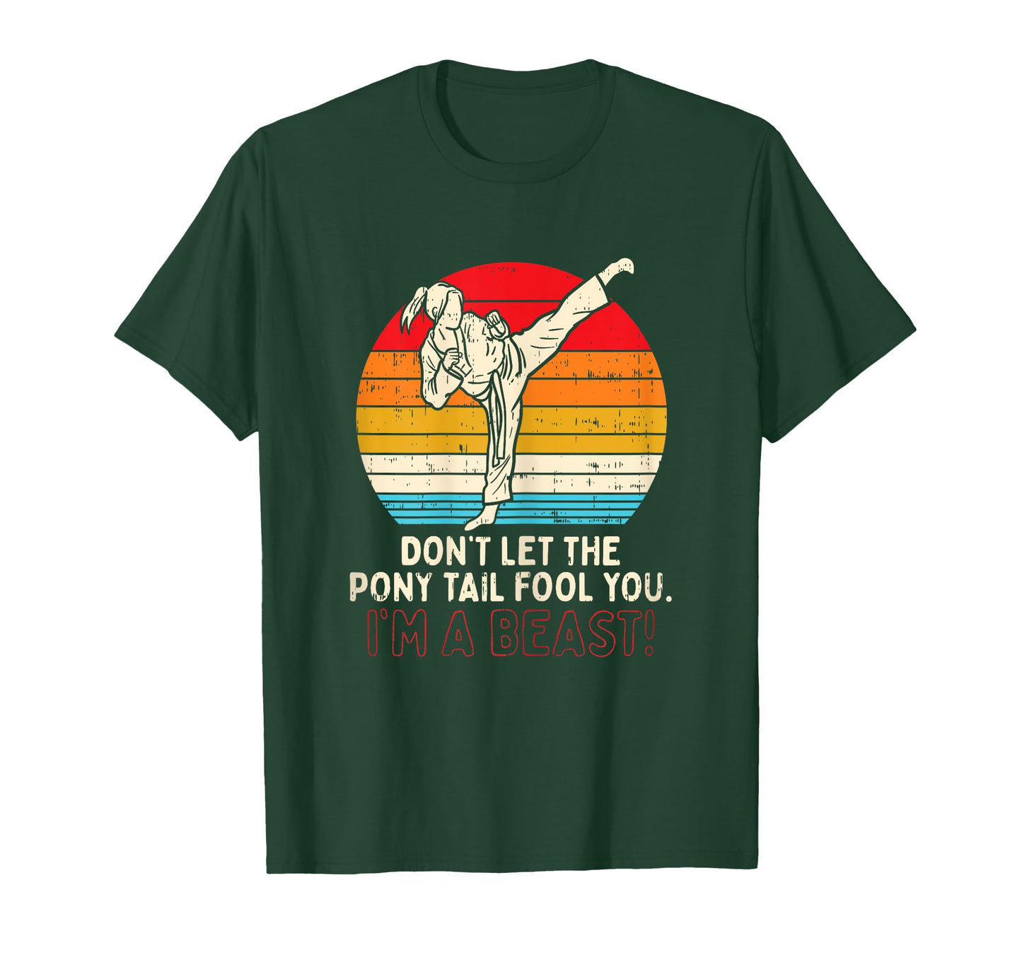 BoredKoalas Dont Let Ponytail Fool You Girl Kick Karate T-Shirt - Black, X-Small