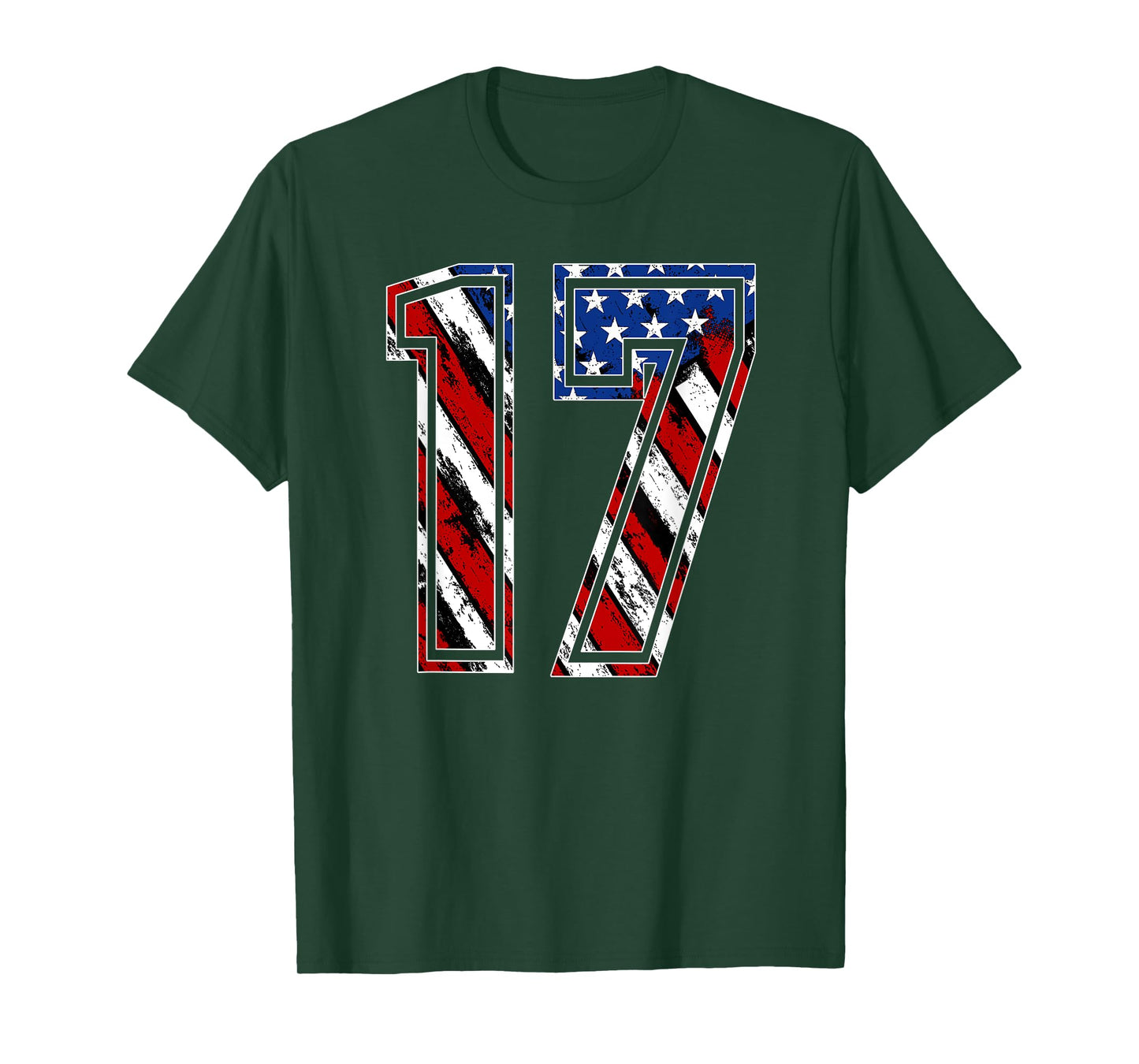 Number 17 Red White and Blue American Flag #17 Jersey Shirt T-Shirt