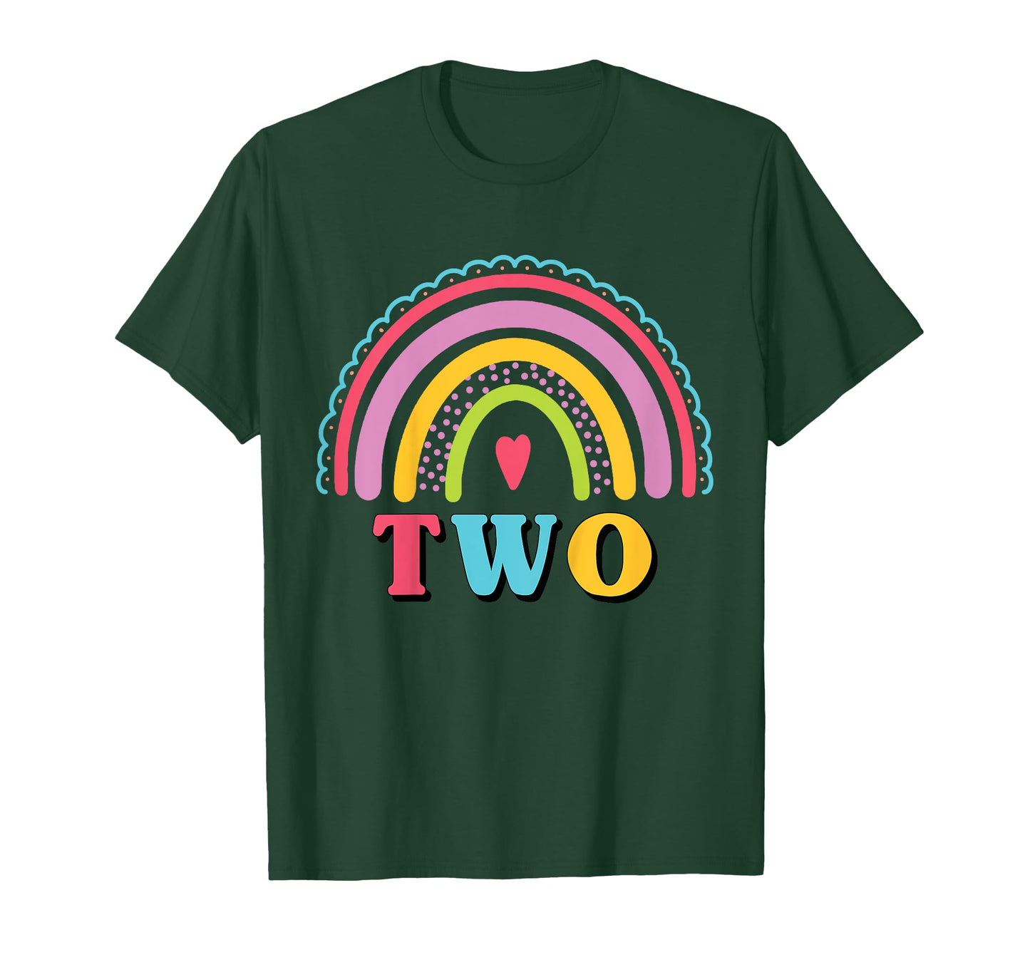 Kids Rainbow Birthday Girl Two Years Old 2nd Birthday Kids Girls T-Shirt