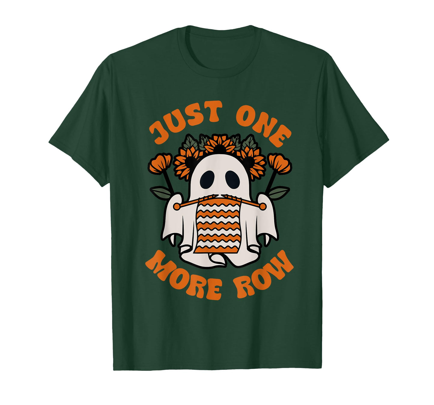 Funny Just One More Row Crochet Boo Halloween Apparel T-Shirt
