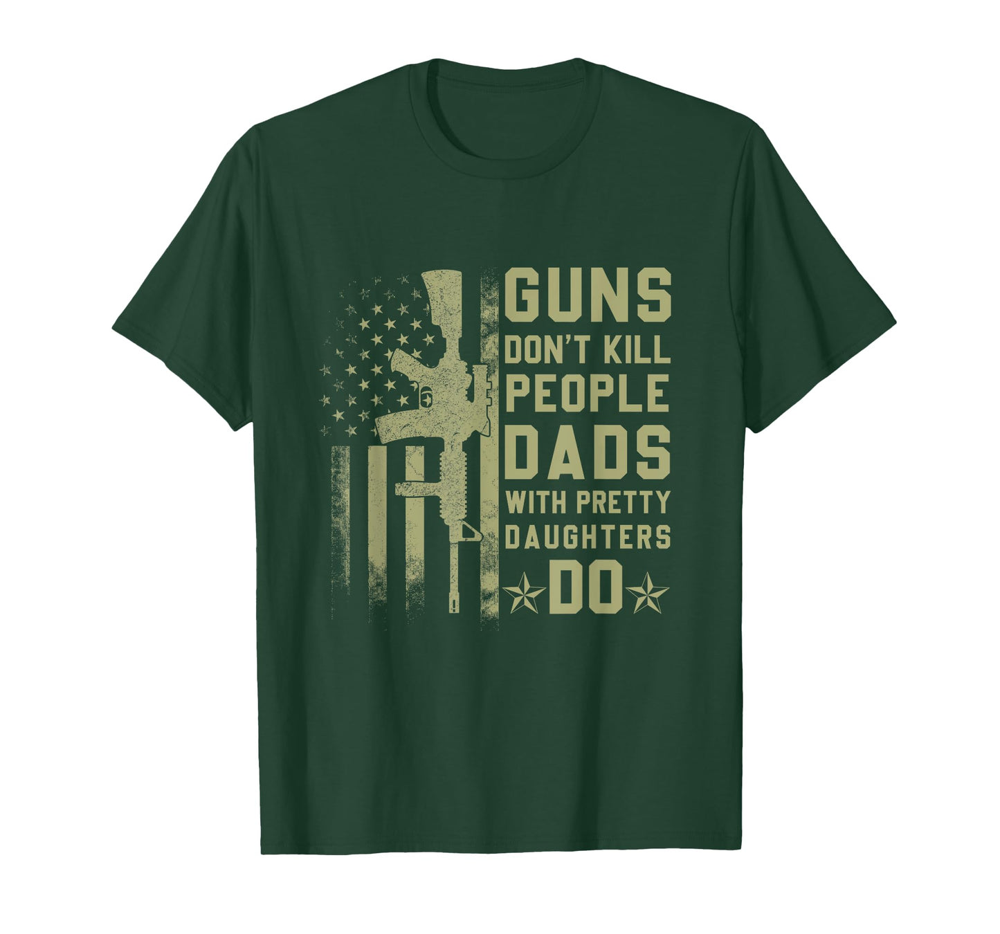 Vintage Retro Guns Don't Kill People Dads With Pretty Daughters Humor Dad T-Shirt, Small, Black