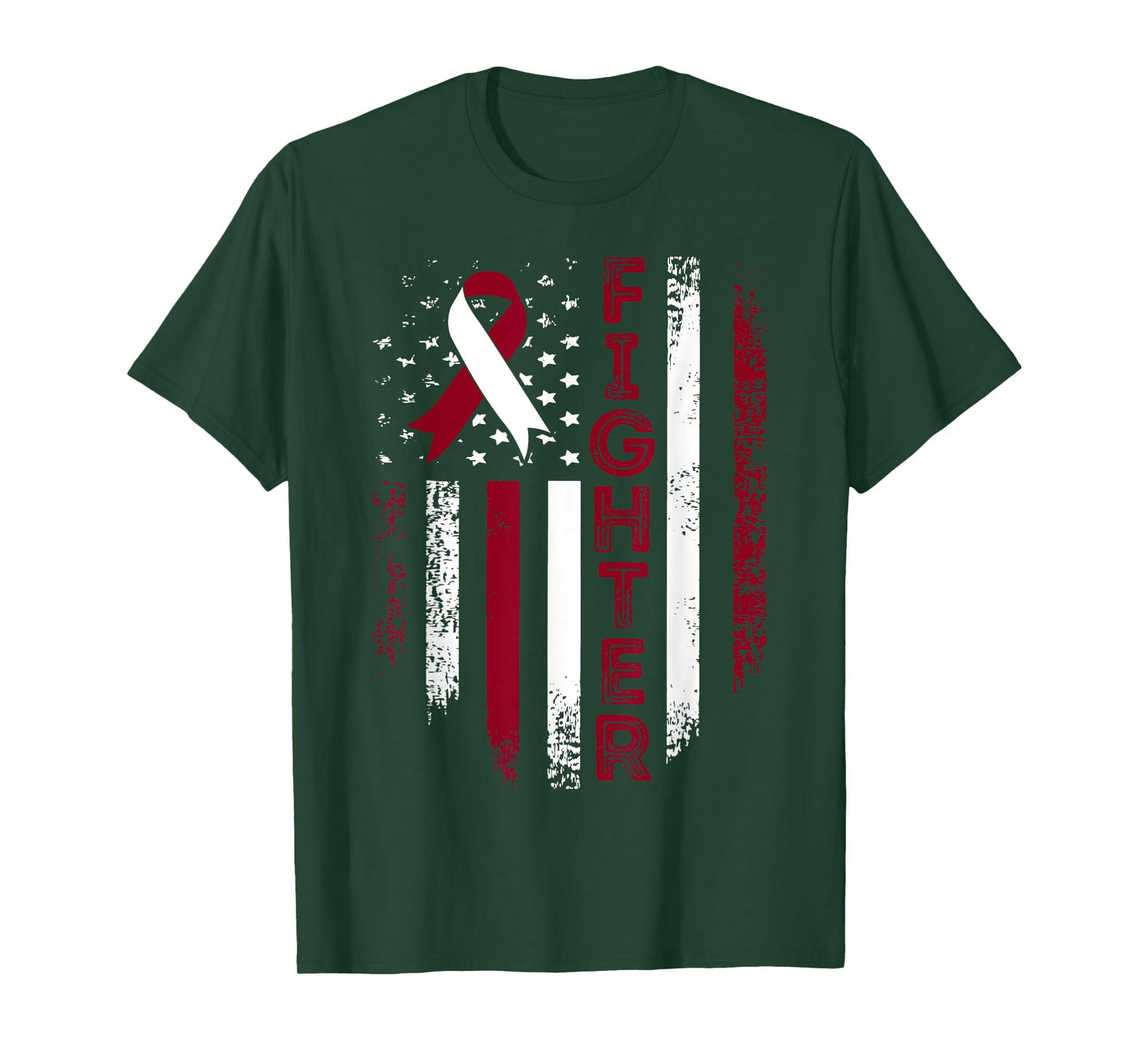 Fighter USA Flag Throat Cancer Awareness Throat Cancer T-Shirt