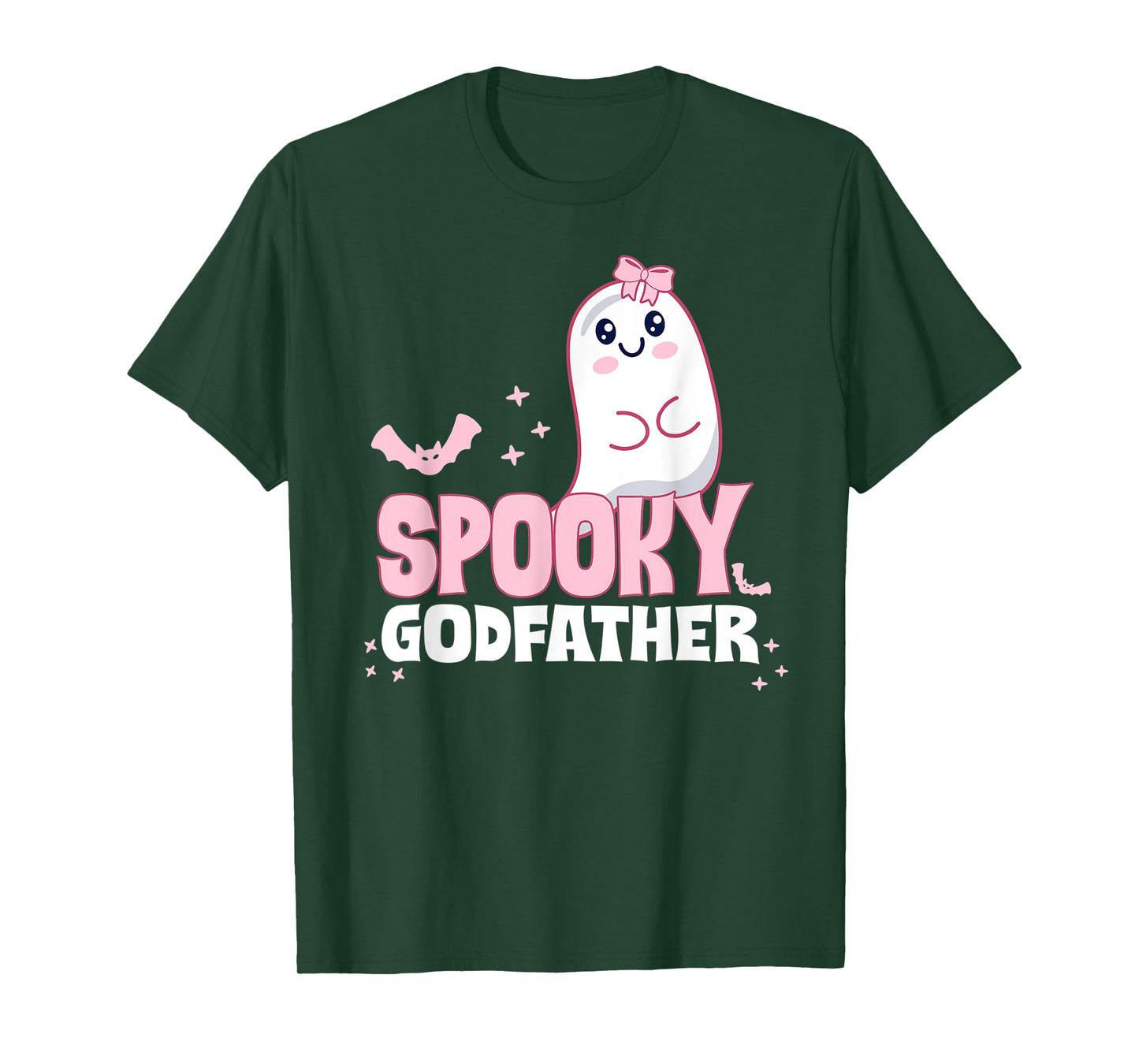 Mens Spooky Godfather Family Cute Pink White Ghost Boo Halloween T-Shirt