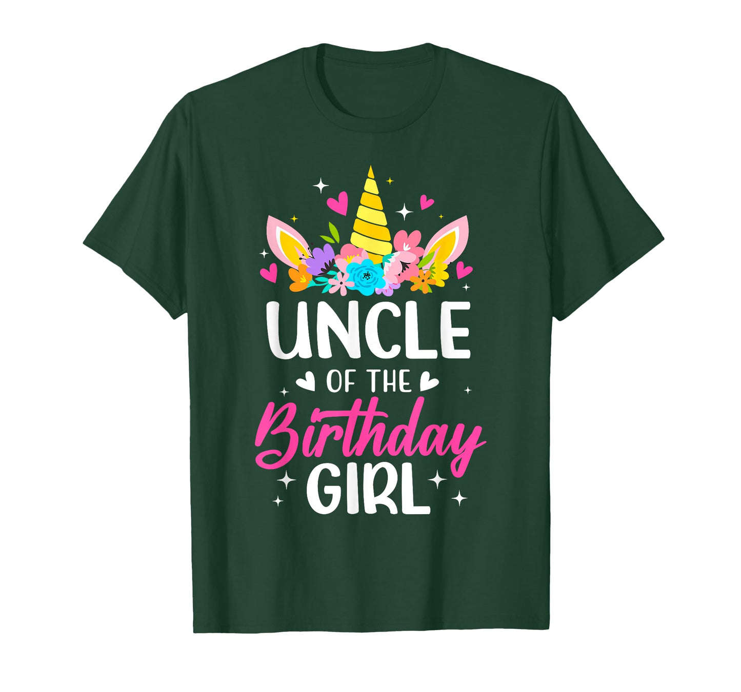 Uncle Of The Birthday Girl Unicorn Bday Party Family T-Shirt