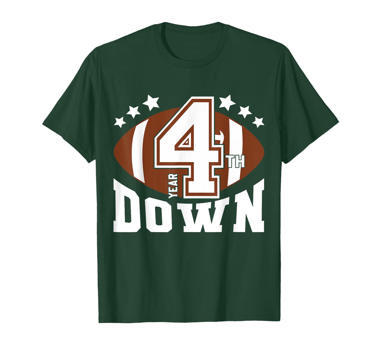 Kids 4th Year Down Football Birthday Boy Party 4 Year Old T-Shirt