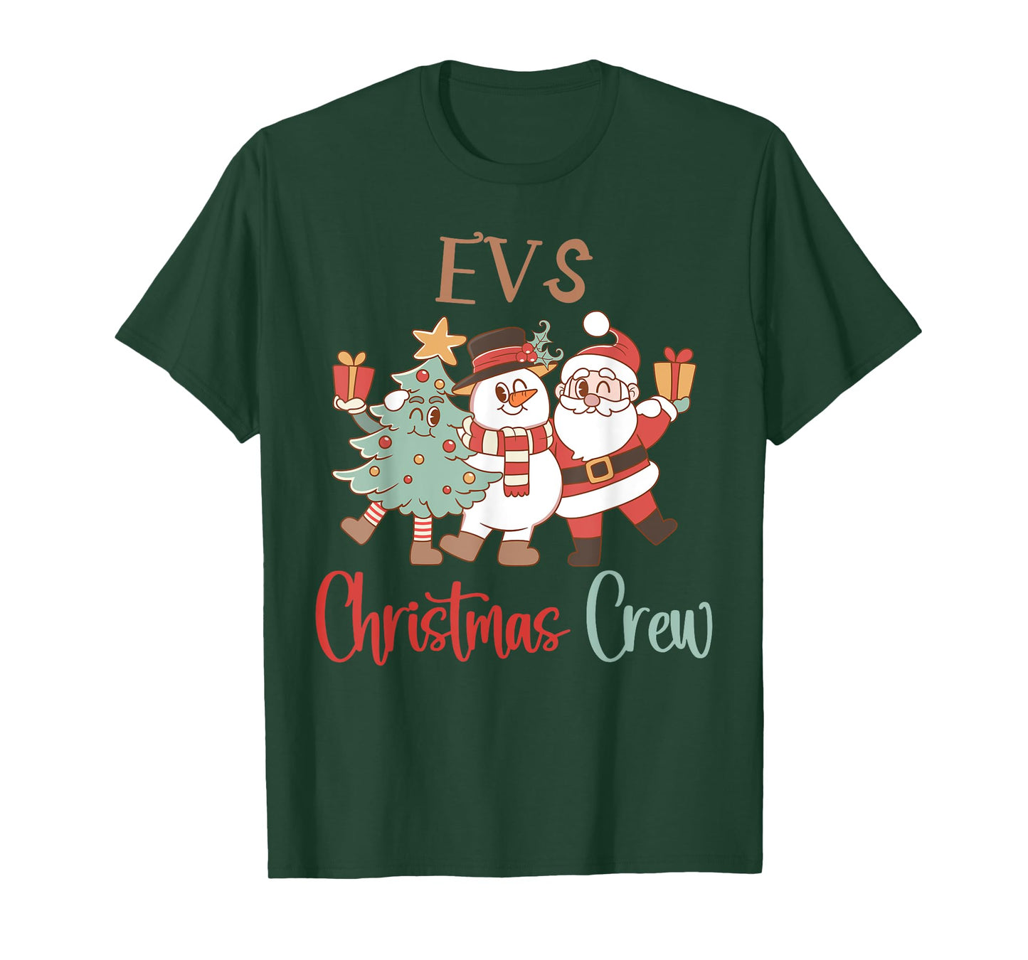 EVS Christmas Crew Santa Snowman Environmental Services Team T-Shirt
