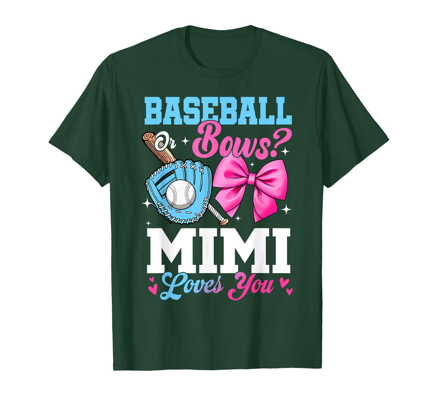 Baseball Or Bows Your Mimi Loves You Gender Reveal T-Shirt