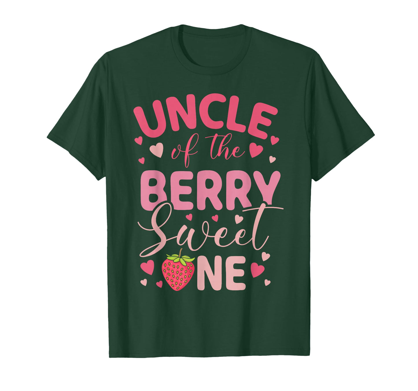 Uncle Of The Berry Sweet One Strawberry First Birthday T-Shirt