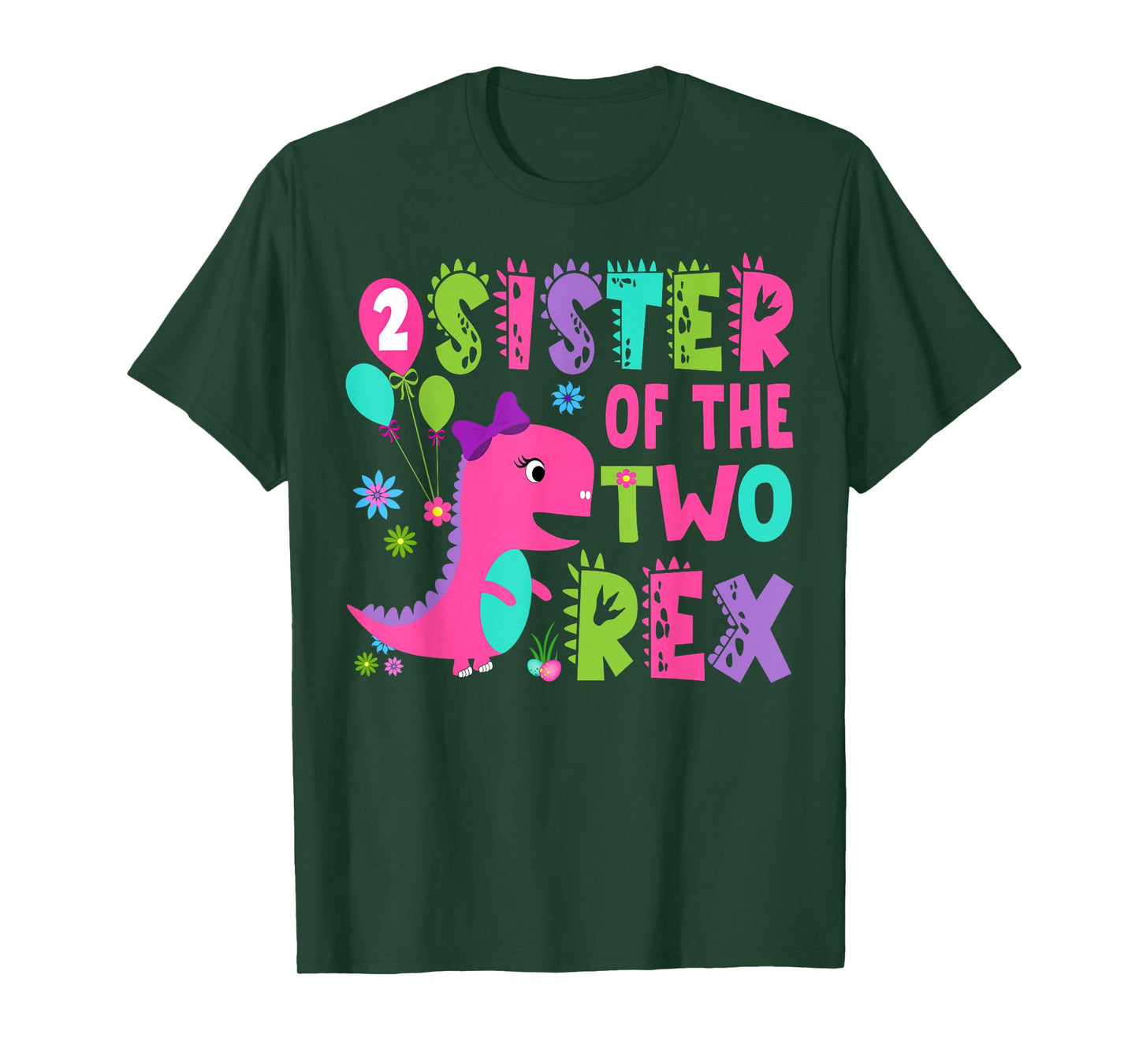 Sister Of The Two Rex 2Nd Birthday Boy Dinosaur T-Rex T-Shirt