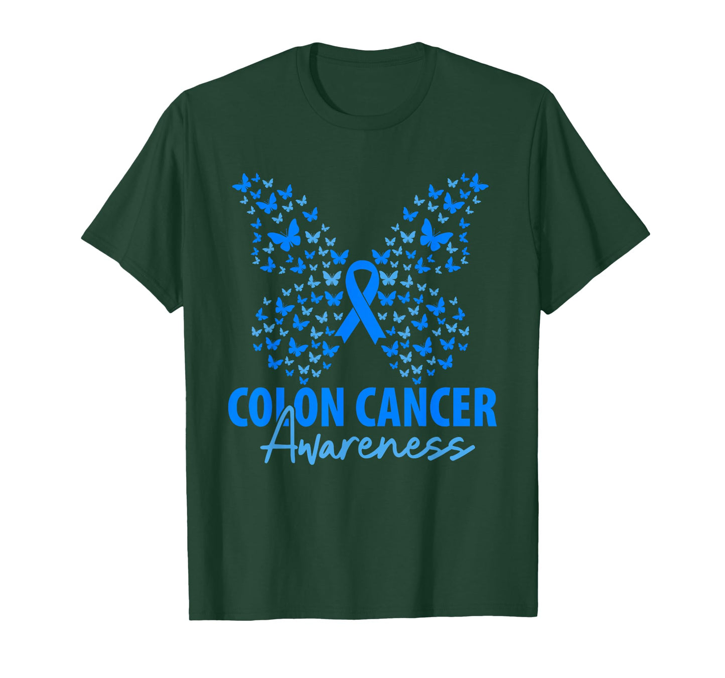 Colorectal Colon Cancer Awareness Blue Ribbon Butterfly T-Shirt