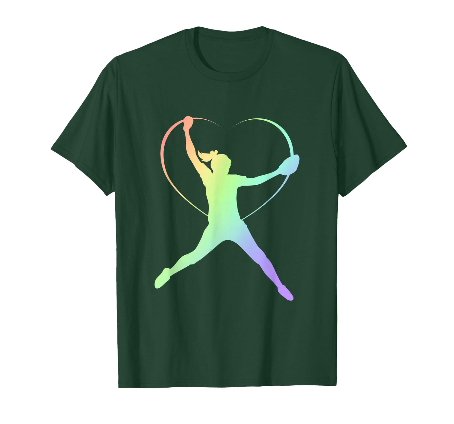 Soft Rainbow Softball Gifts For Teen Girls Pitcher Patterned T-Shirt