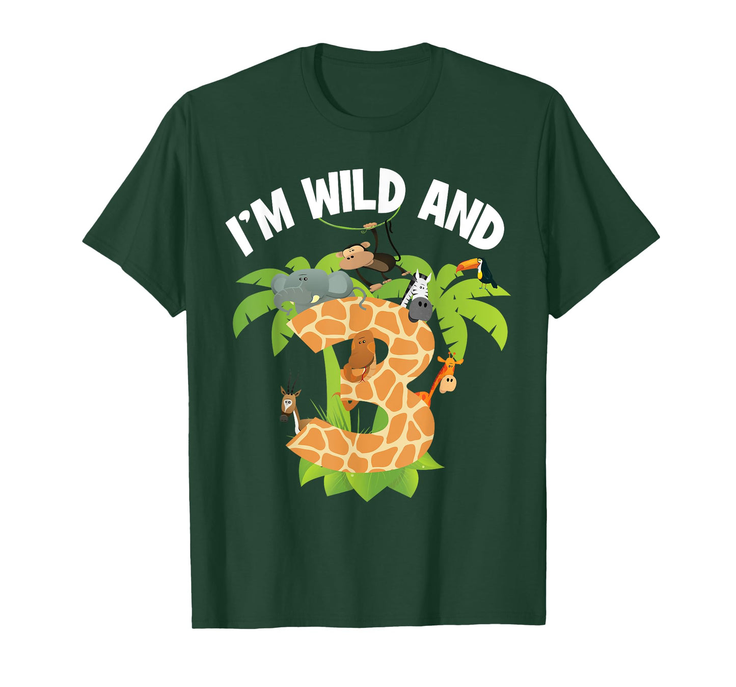 I'm Wild And 3 Years Old Zoo Theme 3rd Birthday Animal Party T-Shirt