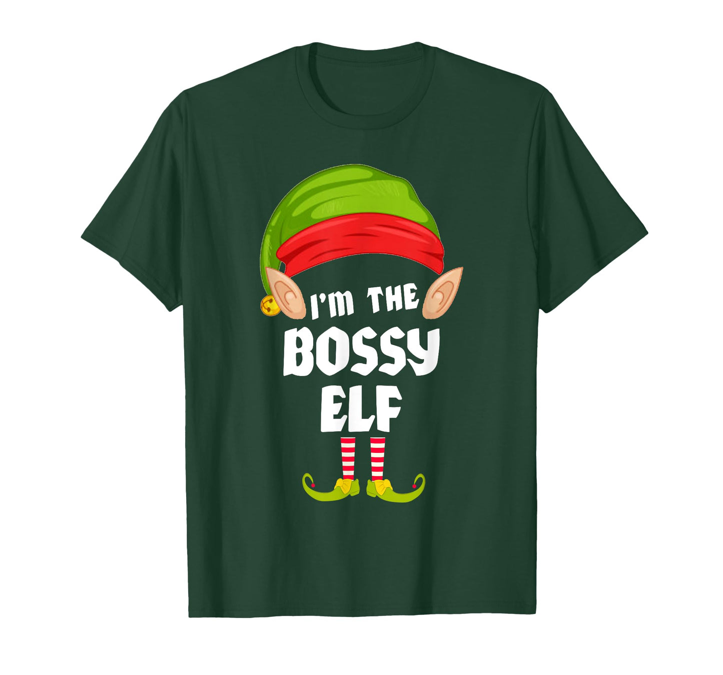 Funny Bossy Elf Matching Family Group PJ Christmas T-Shirt